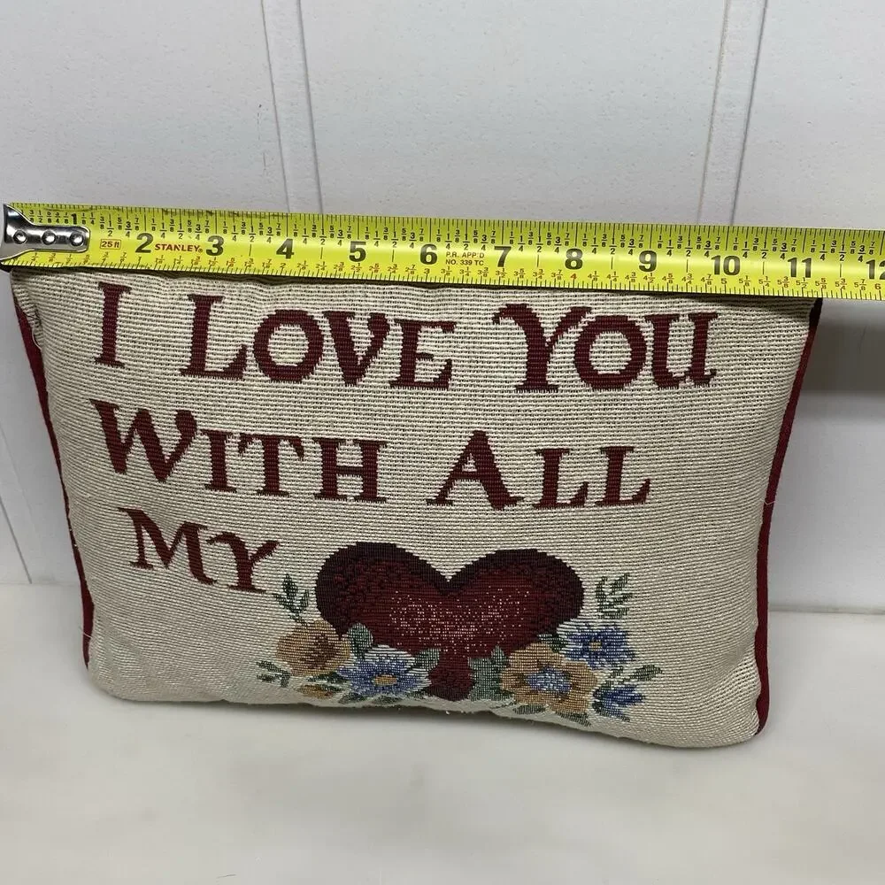 Tapestry Throw Pillow Love You w/ All My Heart Farmhouse Country Decor Accent